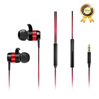 inOpera Audio Wired Sport Earbuds in-Ear Headphones Line-in Microphone Dynamic Crystal Clear Sound Earphones Noise Isolating Headset with 3.5 mm Jack Durable Cable for Cell Phones (Red/Black)