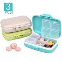 Portable Small Pill Organizer, 6 Compartments Travel Pill Box Daily Pill Case, Moisture Proof Pill Container for Vitamins, Fish Oil, Supplements (3 Pack)