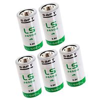 5x SAFT LS26500BA Size C 3.6V 7700mAh Lithium Battery for Emergency Backup, Data Collection, AMR Add-ons, Smoke Alarms, Carbon Monoxide Detectors, Intrusion Sensors, Fleet Monitoring