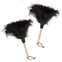 Midoneat Natural Black Ostrich Feather Duster,2 Packs,Car Duster Interior/Exterior Cleaner,Duster for Blinds Kitchen Keyboard Office, Smart and Soft and Fluffy Duster (Black)
