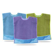 BIHIKI 3 PCS Reusable Adult Terry Cloth Bib for Eating,PVC Waterproof Clothing Protector,Stain Resistant Adult Aid Apron for Elderly Patient Senior,18.5"X30.3"