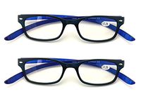 2 Pairs Hang Around Your Neck Reading Glasses Reader - Easy On / Off (Blue, 1.75)