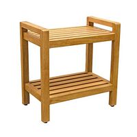 Asta Spa Teak Shower/Bath Stool with Arms and Bottom Shelf, Amati