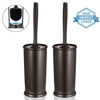 Homemaxs Toilet Brush and Holder 2 Pack 【2020 Upgraded】 Deep Cleaning Toilet Bowl Brush Set Ergonomic, Sturdy Bathroom Accessories Plastic (Venetian Bronze)