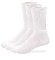 Carolina Ultimate Non Binding Half Cushion Diabetic Crew Socks 3 Pair Pack (White, Large)