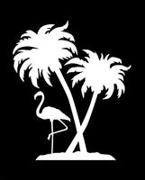 LLI Flamingo Palm Tree Paradise | Decal Vinyl Sticker | Cars Trucks Vans Walls Laptop | White | 7.5 x 5.9 in | LLI1349