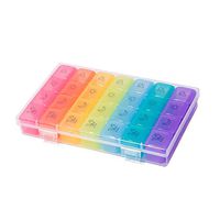 Angmile Portable Pill Organizer Weekly 7 Day Travel Pill Box Medicine Vitamin Plastic Case Press Type Pill Organizer Press-Open Design(28 Grids)