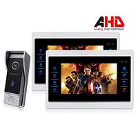 Jeatone 720P AHD HD 7" Screen Video Intercom Door Phone Unlock Kit Record with 2 Monitor + 110 Viewing Angle Doorbell Cameras