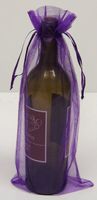 6 Dark Purple Organza Bags - Bottle/Wine Bags Gift Pouch, 6" x 14"