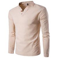 Long Sleeve Shirt 2019, Liraly Men's Spring Casual Splicing Henry Button Top(Khaki,US-XL/CN-L3)