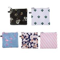Loghot 6PCS Polyester Sanitary Napkin Bag Cute Portable Tampons Bag Storage Organizer Pouch with Zipper for Women Girls (Random Style)