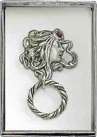 'Art Nouveau Lady' Eyeglass Holder Magnet Pin with an Adjustable Ring