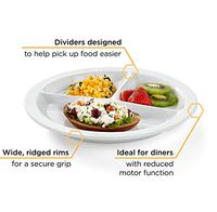 Libbey Intuitive Diningware Donna Senior 3-Section Divided Adaptive Plates, 10-inch, White, Set of 2