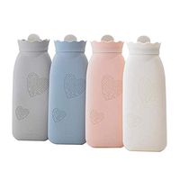 Microwave Heating Bottle Environmental Silicone Hot Water Bag with Knit Cover Hot & Cold Therapies - Pink 240 * 95 * 50mm