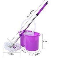 US Fast Shipment Quaanti Upgraded Stainless Steel 360 Spin Mop & Bucket System,Self-Wringing Mop with 3 Microfiber Mop Heads,Wet/Dry Mop for Commercial and Home Floor Cleaning Rotating Mop (Purple)