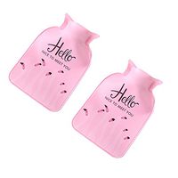 Wansan 2 Pcs Premium Mini Hot Water Bottle with Cover and Soft Fleece for Pain Relief