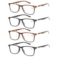 4 Pack Srping Hinges Reading Glasses Black Tortoise Glasses Readers for Men and Women (4 mix, 2.75)