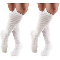 Truform Men's 15-20 mmHg Knee High Cushioned Athletic Support Compression Socks, White, Large (Pack of 2)