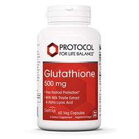 Protocol For Life Balance - Glutathione 500mg - Supports Cellular Free Radical Protection and Detoxification with Milk Thistle Extract and Alpha Lipoic Acid - 60 Veg Capsules