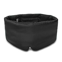 100% Mulberry Silk Sleep Mask Eye Mask for Man and Woman with Adjustable Headband, Full Size Large Sleep Mask & Blindfold for Total Blackout for All Night Sleep, Travel & Nap- Black