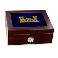 Premium Desktop Humidor - Glass Top -US Army Corps of Engineers, branch insignia