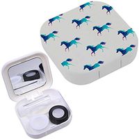 Portable Contact Lens Case Box Travel Kit Mirror + Bottle + Tweezers Container Holder [ Horse Triangle ]