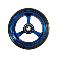RIANTWHEEL, 4 X 1.0 inch, Solid, PU Wheels, Wheelchair Casters, Aluminum Rim, one Pair (Blue)