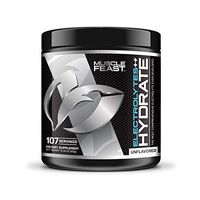 MUSCLE FEAST Hydrate Electrolyte Powder, All Natural, Keto, Zero Calories, Eliminate Muscle Cramping, Made with Electrolyte Powder++TM, 107 Servings (300 Gram, Unflavored)