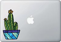 Potted Cactus Succulent Plants - D2 - Stained Glass Style - Vinyl Macbook Laptop Trackpad Tablet Decal - Copyright 2016 Yadda-Yadda Design Co. (SIZE CHOICES) (MD 3.75"w x 6.5"h)