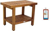 AquaTeak The Original 24" Grate Teak Shower Bench with Shelf & AquaTeak Premium Teak Oil