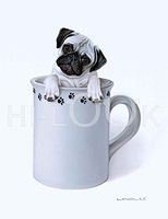 Hi-Look Microfiber Cleaning Cloth, dog design - The Little Pug in a cup
