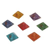 Crocon 7 pcs Seven Chakra Onyx Orgone Pyramid Set for Crystal Energy Generator Reiki Healing Balancing Aura Cleansing EMF Protection Spiritual Gift Home Decor Size: 1 Inch