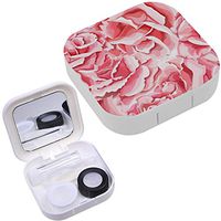 Portable Contact Lens Case Box Travel Kit Mirror + Bottle + Tweezers Container Holder [ Realistic Rose ]