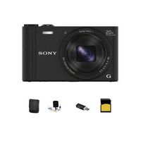 Sony Cyber-shot DSC-WX350 Digital Camera, 18.2MP, 20x Optical Zoom, Black - Bundle With 16GB class 10 SDHC Card, Lowepro Case, Cleaning Kit, SD Card Reader