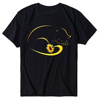 Short Sleeve Tee Blouse for Women,Amiley Womens Creative Cat and Sunflower Print Simple Summer Short Sleeve O-Neck T Shirts Blouses Tops (X-Large, Black)