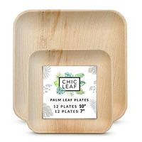 Chic Leaf Bamboo Style Palm Leaf Plates Set - Pack of 24 - Dinner Plates (12) & Salad Plates (12) - Disposable Biodegradable Dinnerware Compostable Eco Friendly Party Pack
