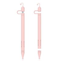 ZALU Silicone Case Set Sleeve Skin Pocket Cover Accessories Compatible for Apple Pencil, Soft Grip Pouch with Charging Cap Holder and Protective Nib Cover (Pink)