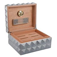Silver Cigar Humidor Cedar Wood Belt Humidifier and Hygrometer 50-100 Sticks Large Capacity