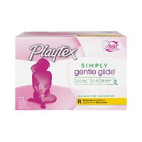 Playtex Simply Gentle Glide Unscented Regular Absorbency Tampons with 360 Protection, 72 Count