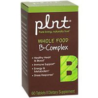 plnt Whole Food Vitamin B Complex Supports A Healthy Heart Blood, Provides Immune Support with Energy Metabolism, NonGMO, Vegan (60 Tablets)