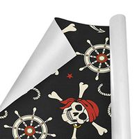 Gift Wrapping Paper Roll Pirate Skull Anchor for Birthday,Holiday,Wedding,Baby Shower Gift Wrap - 3Rolls - 58inch x 23inch Per Roll