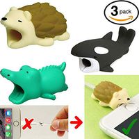 Embrium 3 Pcs Cable Bite Protectors (Crocodile, Hedgehog, Whale) Cute Animal Cord Compatible with Apple iPhone (5, 5S, SE, 6, 6S, 7, 8, X)