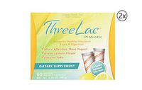 Threelac Probiotic Original Natural Lemon Flavor Candida Relief Formula (2 Pack) 60 Servings Supplement to Balance Your Digestive System