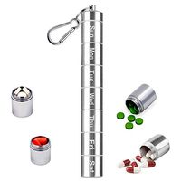 7 Days Pill Case, Portable Pill Box, Messar 7 Compartments Aluminum Alloy Weekly Pill Holder Waterproof Medicine Organizer Travel Pill Tube Pill Bottle Pill Container with Keychain and Carabiner