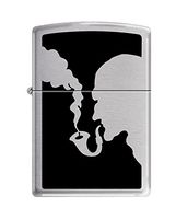 Zippo Man Smoking Brushed Chrome Pipe Lighter