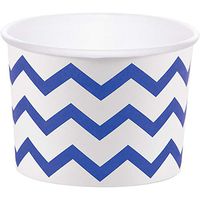 Club Pack of 72 Blue and White Chevron Pattern Decorative Treat Cups 8.5"