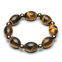 CrystalTears Natural Tiger Eye Oval Beads Hematite Magnetic Therapy Bracelet,Reiki Healing Energy Stone, Gift for Dad