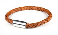 Suki PRO Braided Leather Magnet Therapy Bracelet - 6mm (1/4") Saddle