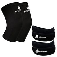 Fittest Pro Knee Sleeve Package (Pack of 4) - Knee Compression Sleeve (1 Pair) & Free Knee Braces (1 Pair) - Patella Knee Support Straps Sleeves - Knee Arthritis Brace & Pain Relief Strap