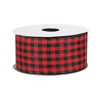 Black Red Gingham Wired Ribbon - 1 1/2" x 10 Yards, Christmas, Buffalo Check Plaid, Valentine's Day, Decor for Wreaths, Garlands, Trees, Bows, Birthday, Thanksgiving